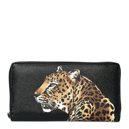 Dolce & Gabbana Dauphine Leopard Zip Around Wallet Black 1 of 8