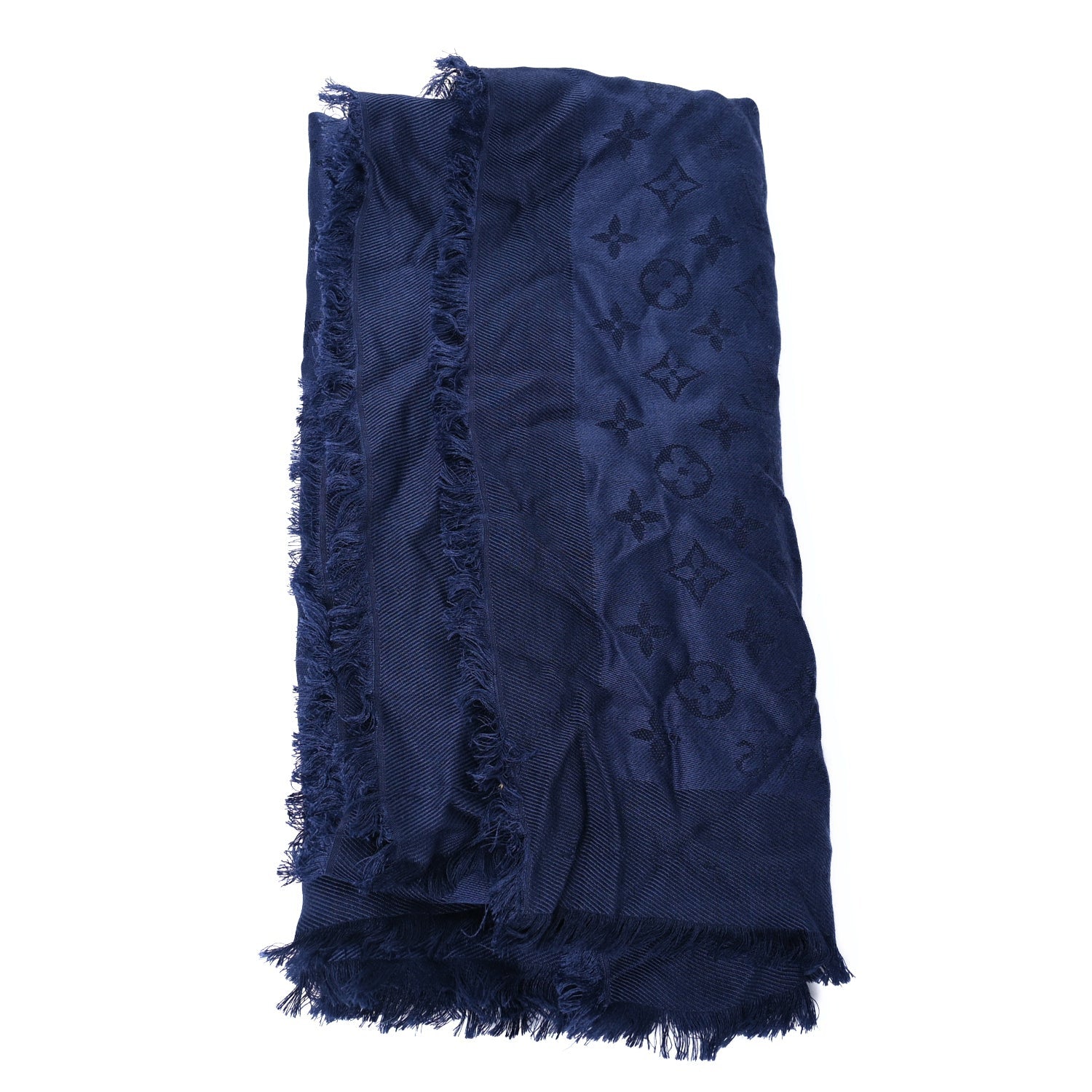 Louis Vuitton Silk Wool Monogram Shawl Night Blue 2 of 4