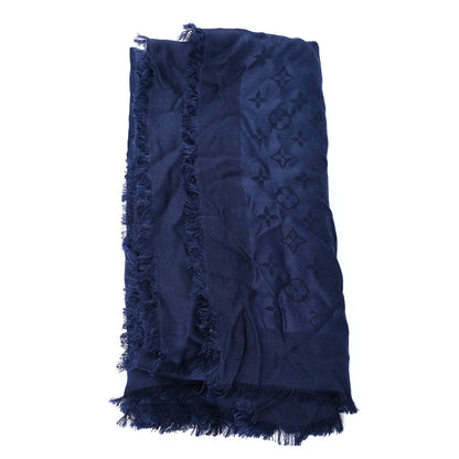 Louis Vuitton Silk Wool Monogram Shawl Night Blue 2 of 4