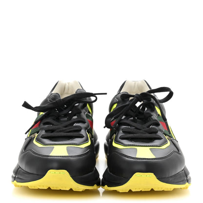 Gucci Demetra Web Mens Rhyton Cut Out Sneakers 10 Black Yellow Fluo 3 of 7