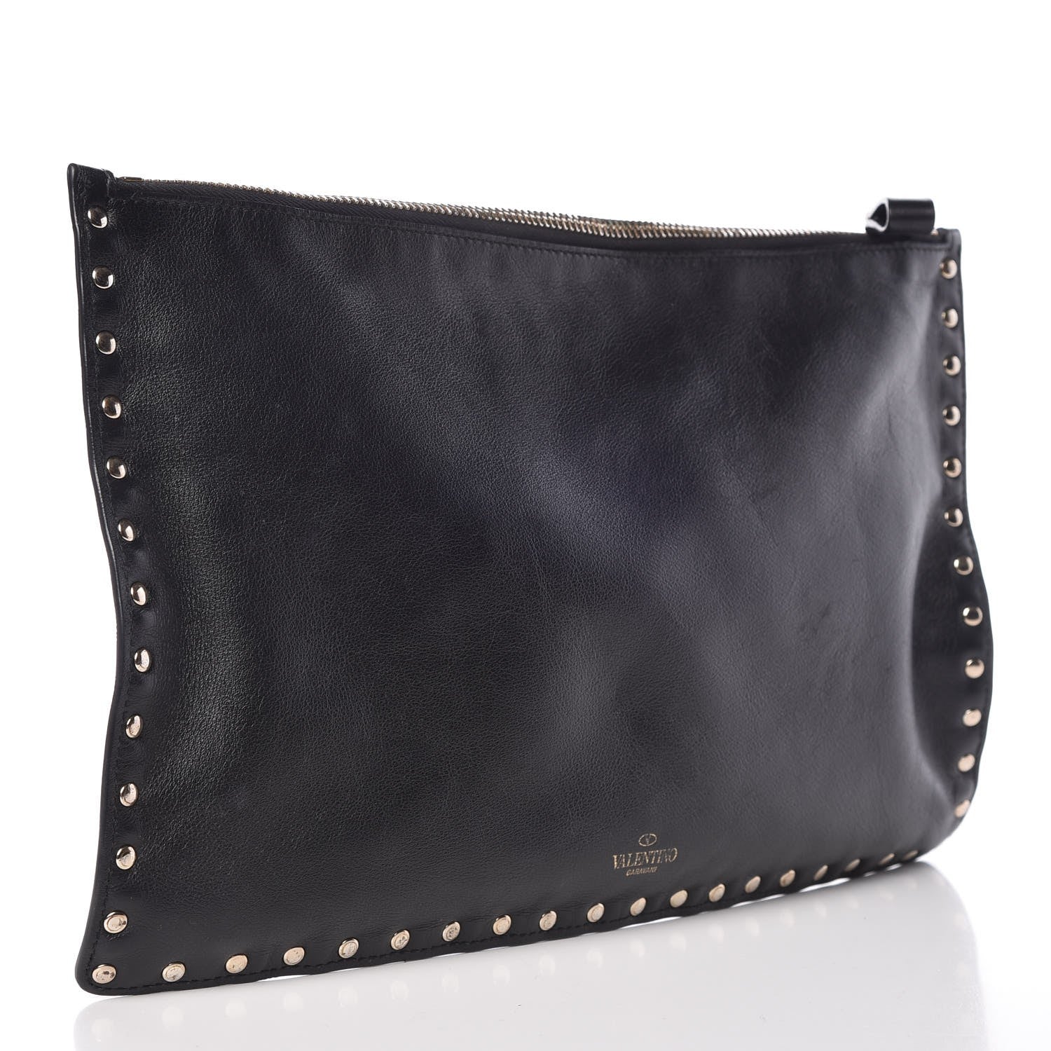 Valentino Garavani Vitello Large Rockstud Zip Pouch Black 3 of 7