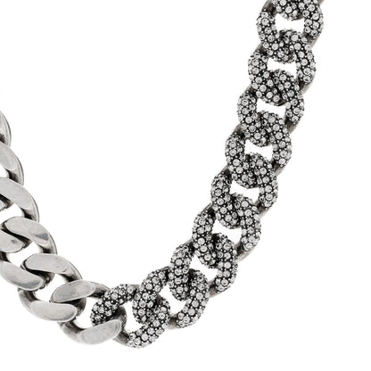 Saint Laurent Crystal Curb Chain Necklace Oxidized Silver 4 of 6
