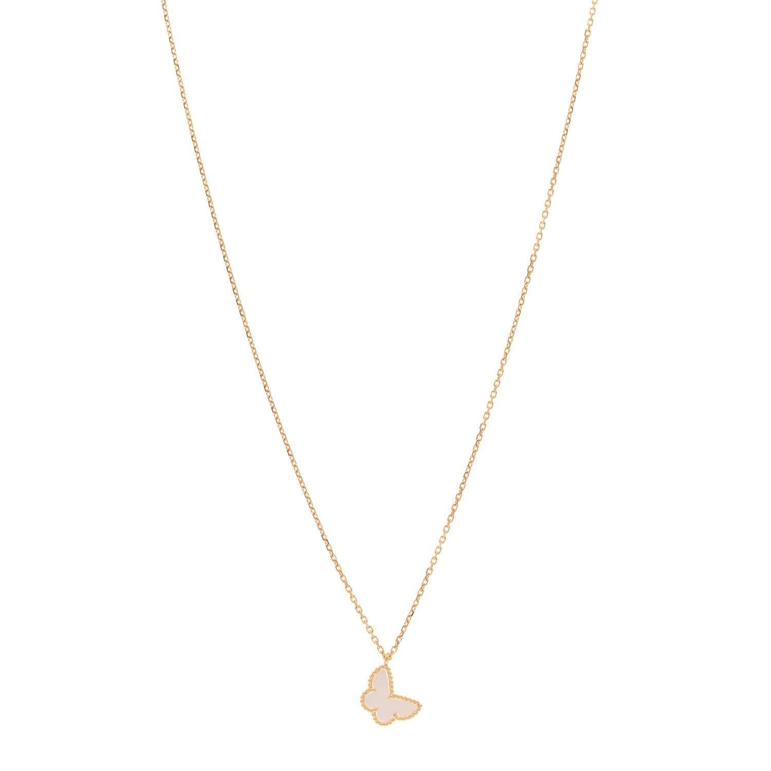 Van Cleef & Arpels VAN CLEEF & ARPELS 18K Yellow Gold Mother of Pearl Sweet Alhambra Butterfly Pendant Necklace 1 of 6