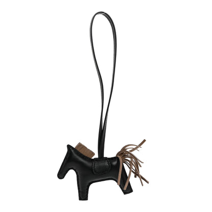 Hermes Milo Lambskin Grigri Rodeo Horse Bag Charm Black Etoupe 1 of 5