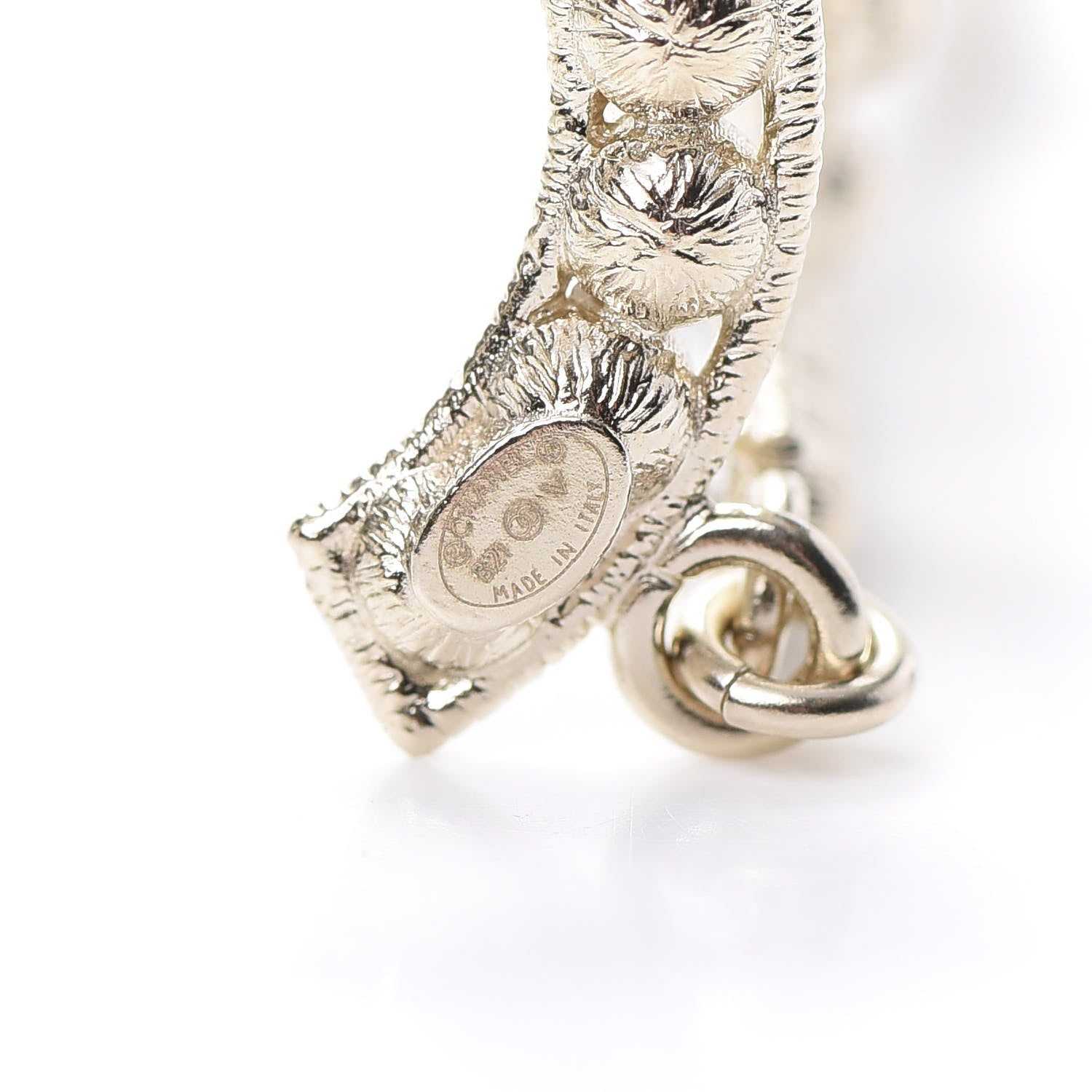 Chanel Crystal Cha-Nel Logo Drop Earrings Gold 4 of 5