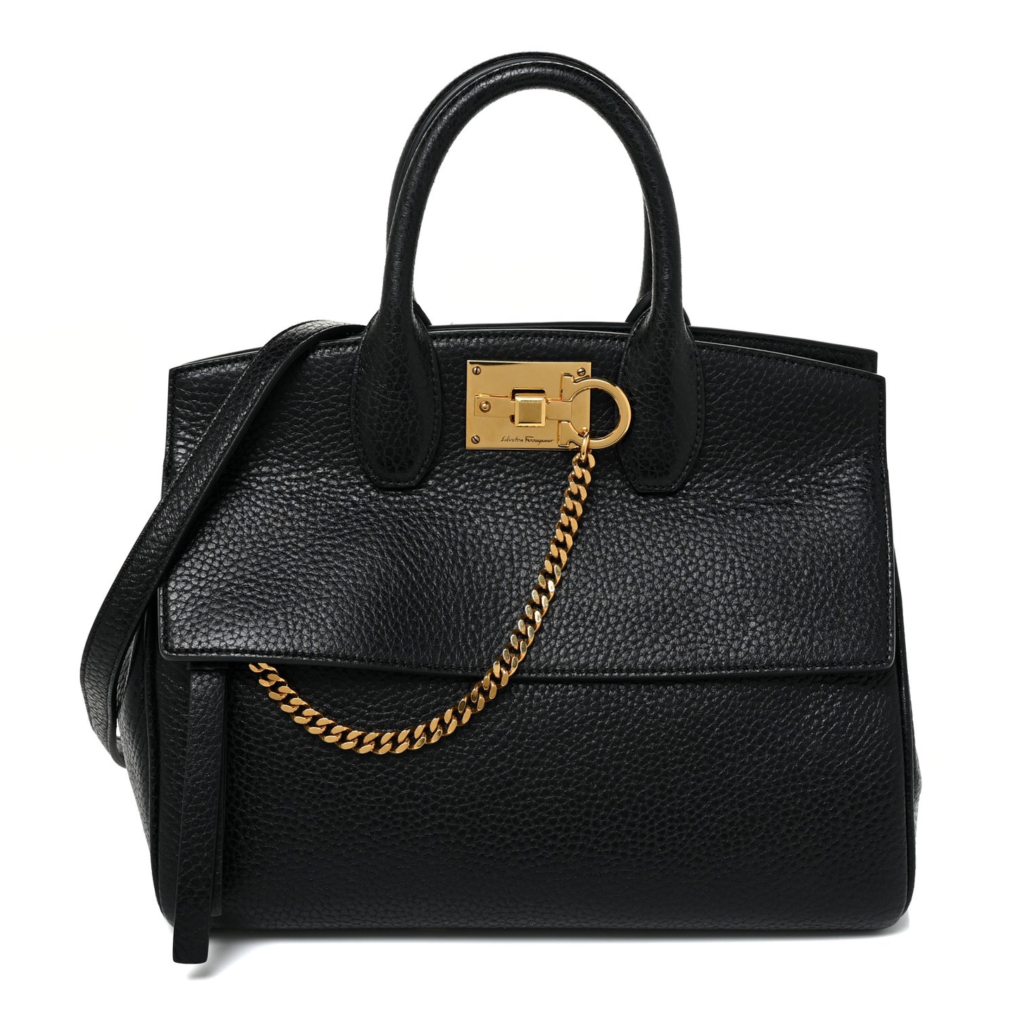 Hammered Calfskin Small Studio Rock Bag Black