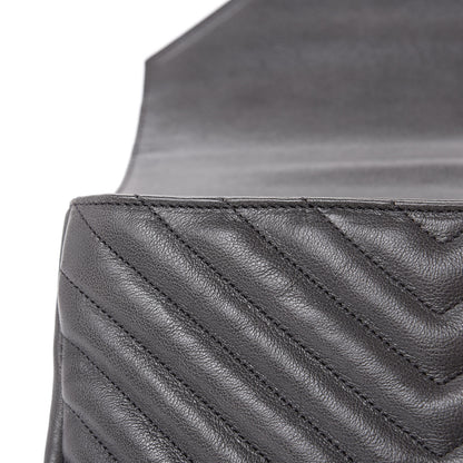 Saint Laurent Sheepskin Matelasse Chevron Monogram Medium College Bag Light Coal 8 of 13