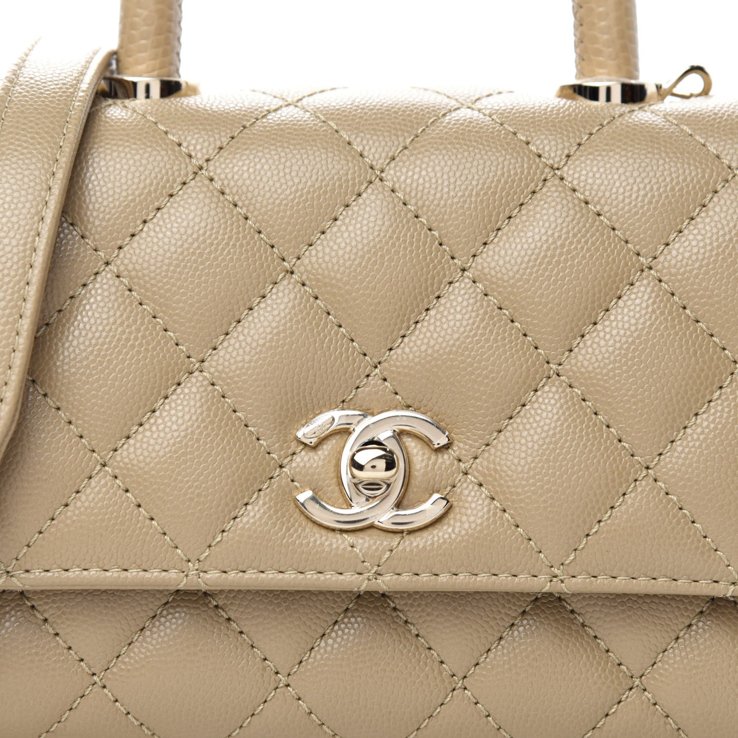 Chanel Caviar Lizard Embossed Quilted Extra Mini Coco Handle Flap Dark Beige 10 of 11