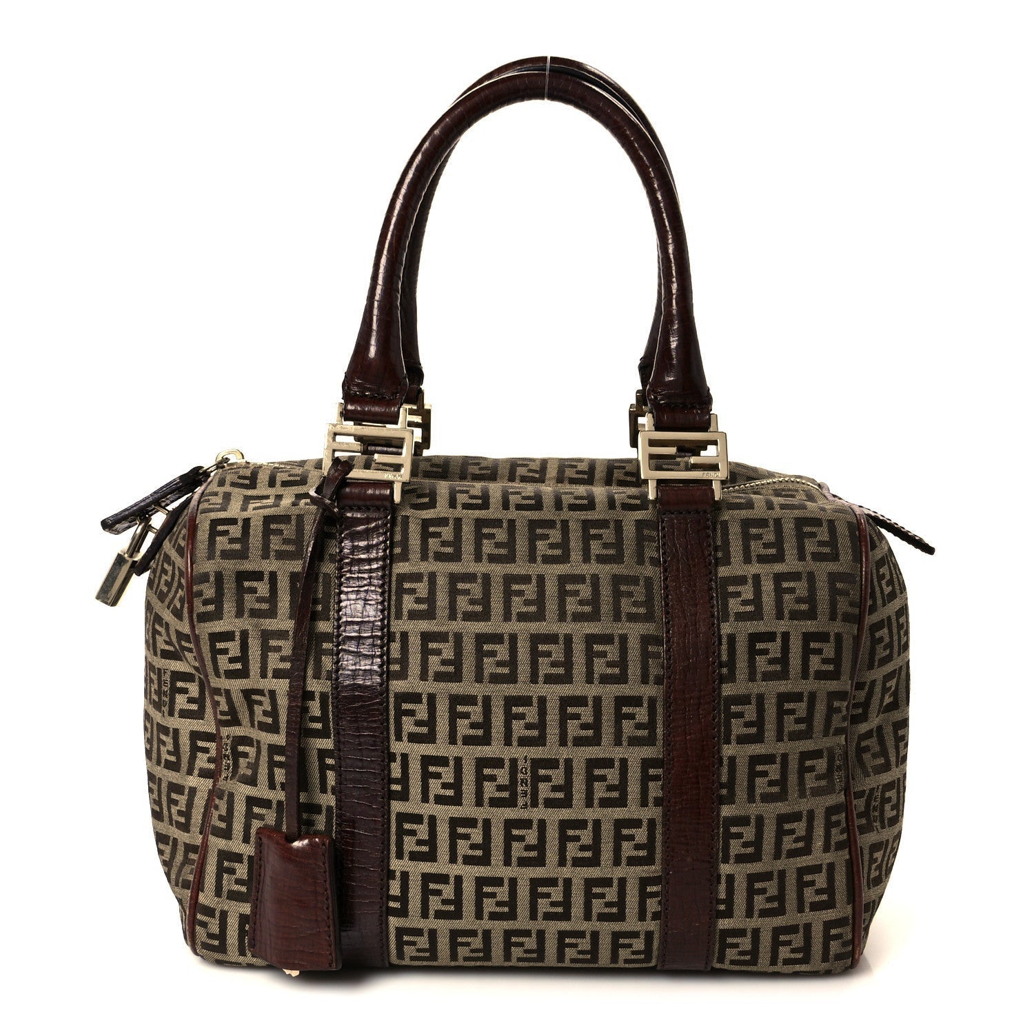 Fendi Zucchino Vitello Small Boston Mogano Panna Bruciato 1 of 1
