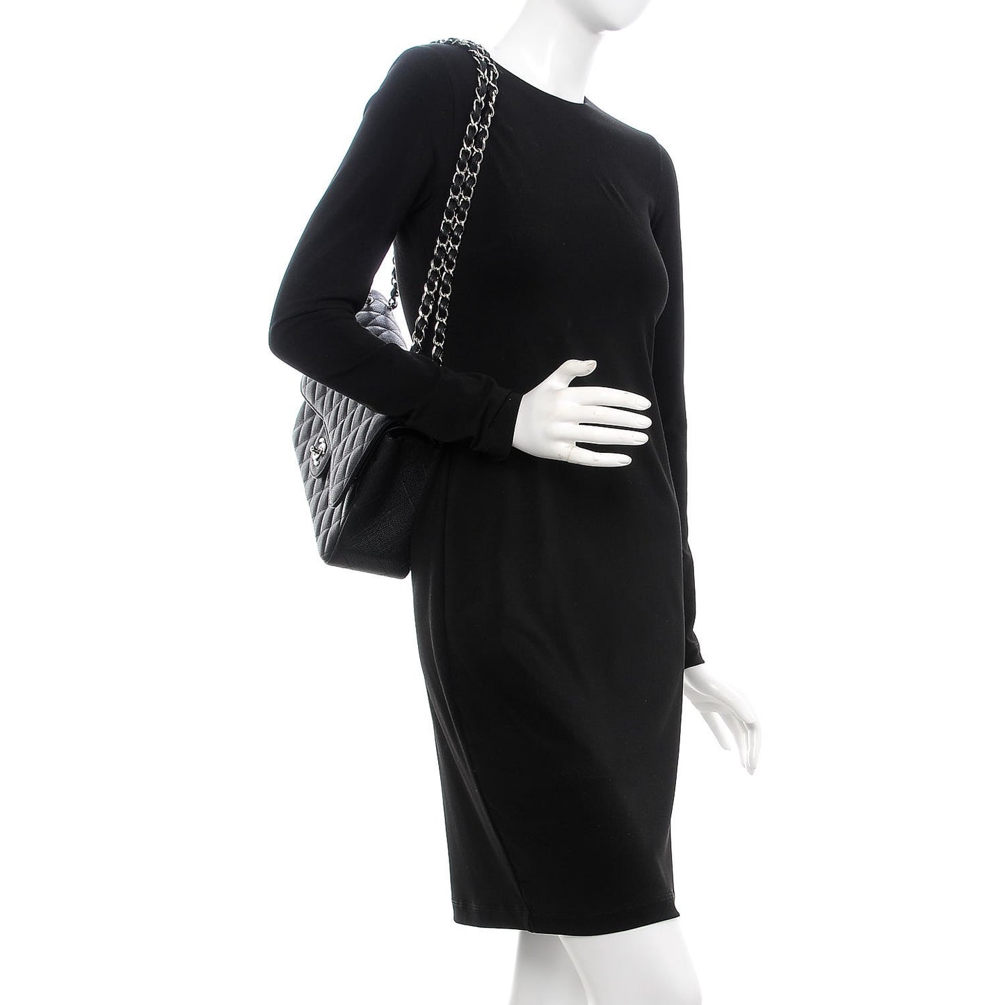 Caviar Quilted Jumbo Double Flap Black