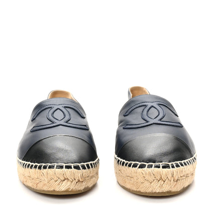 Chanel Lambskin CC Espadrilles 40 Navy Black 3 of 10