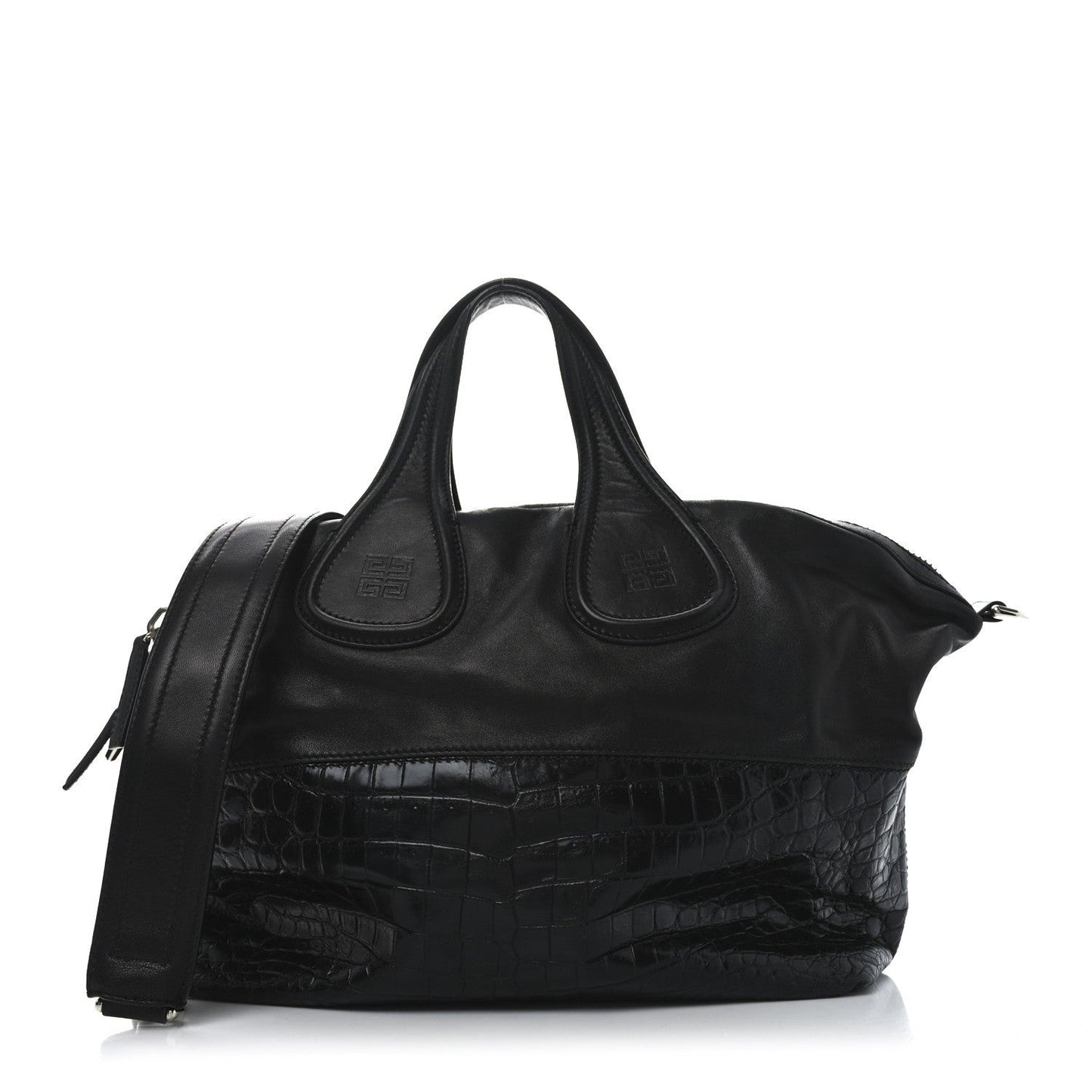Calfskin Crocodile Embossed Medium Nightingale Black