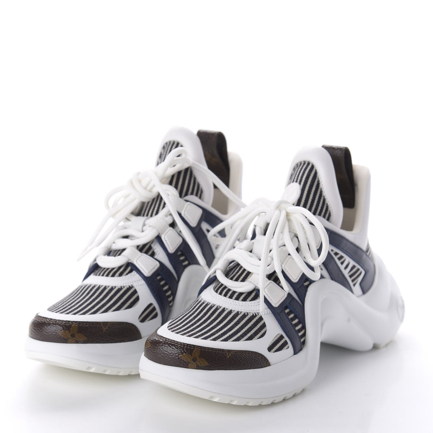 Patent Monogram Stripe LV Archlight Sneakers 36 White Blue
