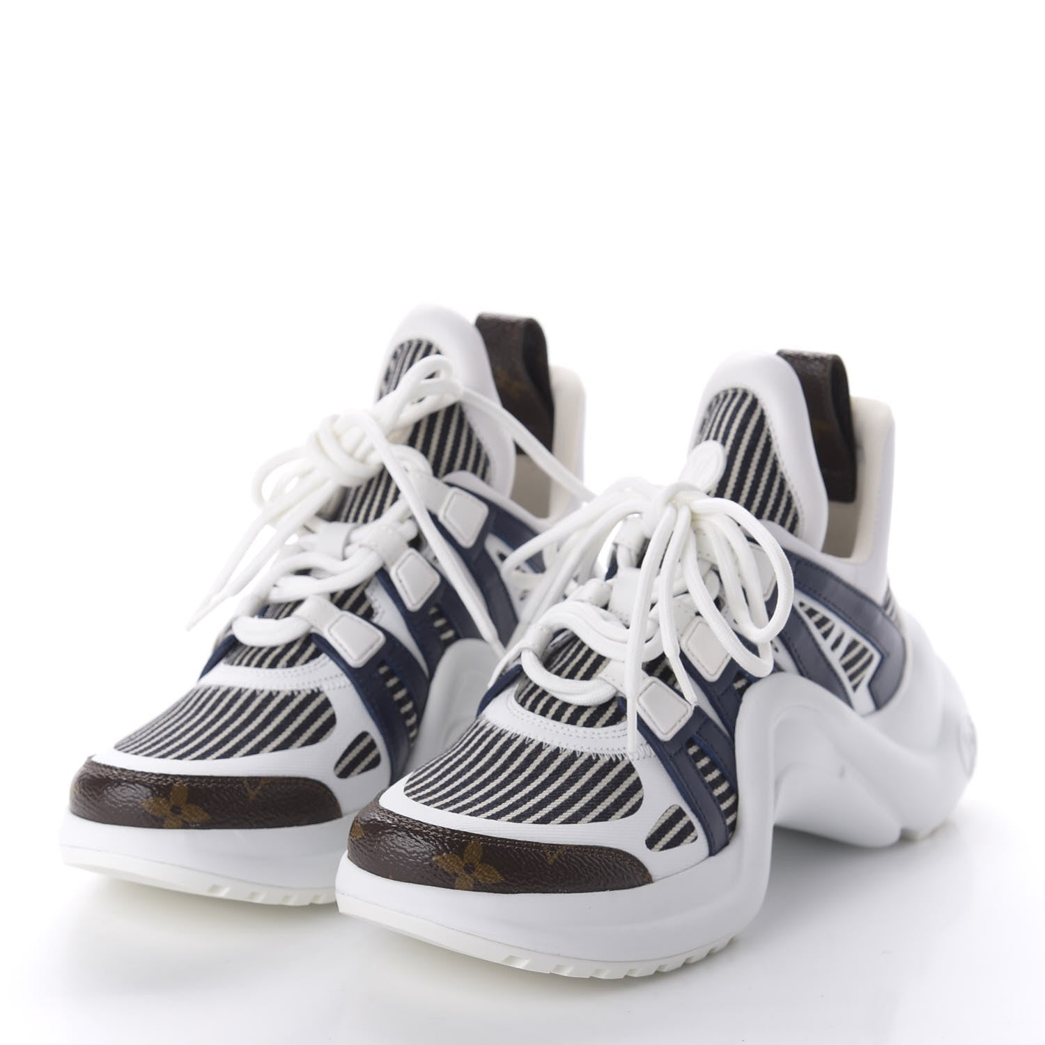 Louis Vuitton Patent Monogram Stripe LV Archlight Sneakers 36 White Blue 3 of 9