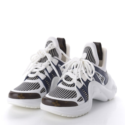 Louis Vuitton Patent Monogram Stripe LV Archlight Sneakers 36 White Blue 3 of 9