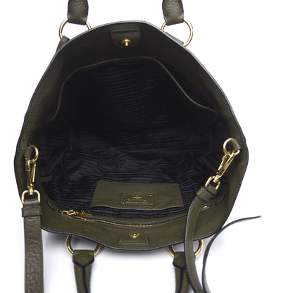 Prada Vitello Daino Tote Militare 5 of 12