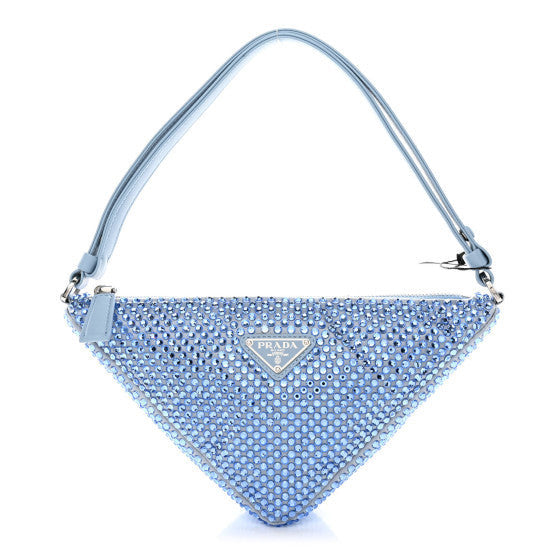 Satin Crystal Triangle Pouch Celeste