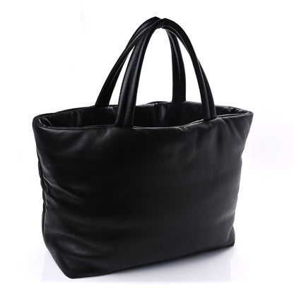 Saint Laurent Lambskin Wide Puffer Tote Black 2 of 8