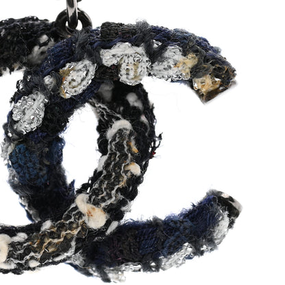 Chanel Tweed Ruthenium CC Pendant Necklace Black Silver 7 of 7