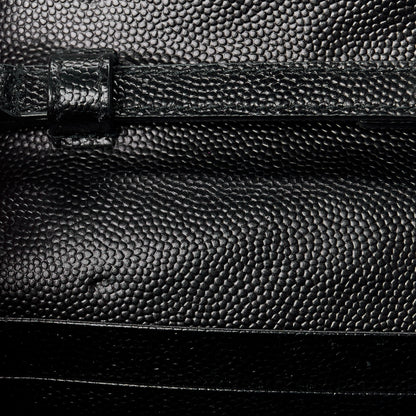 Saint Laurent Grain De Poudre Matelasse Chevron Monogram Chain Wallet Black 10 of 10
