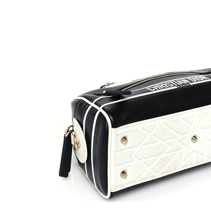 Christian Dior Calfskin Small Dior Vibe Zip Bowling Bag Black White 7 of 8