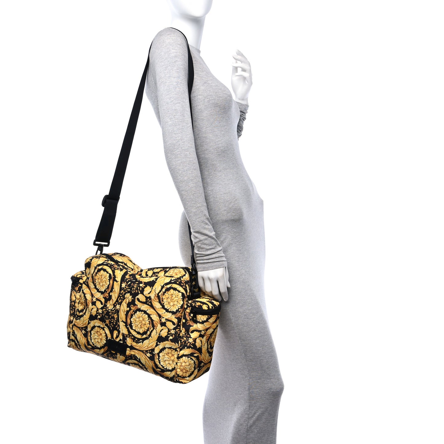 Nylon Baroque Diaper Bag Black