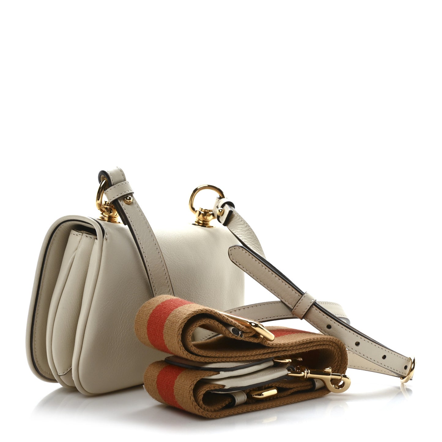 Roxy Calfskin Web Mini Blondie Shoulder Bag White