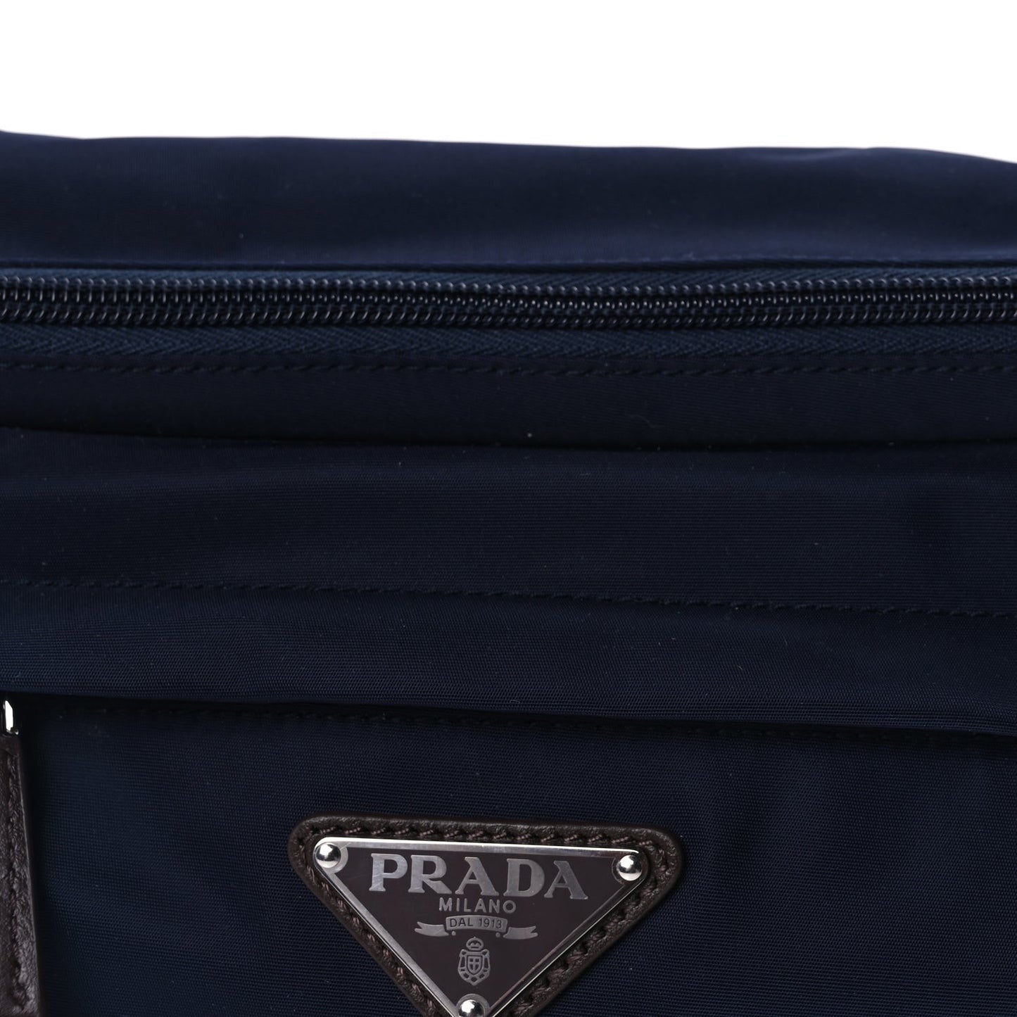 Re-Nylon Suede Triangle Medium Shoulder Bag Navy Brown