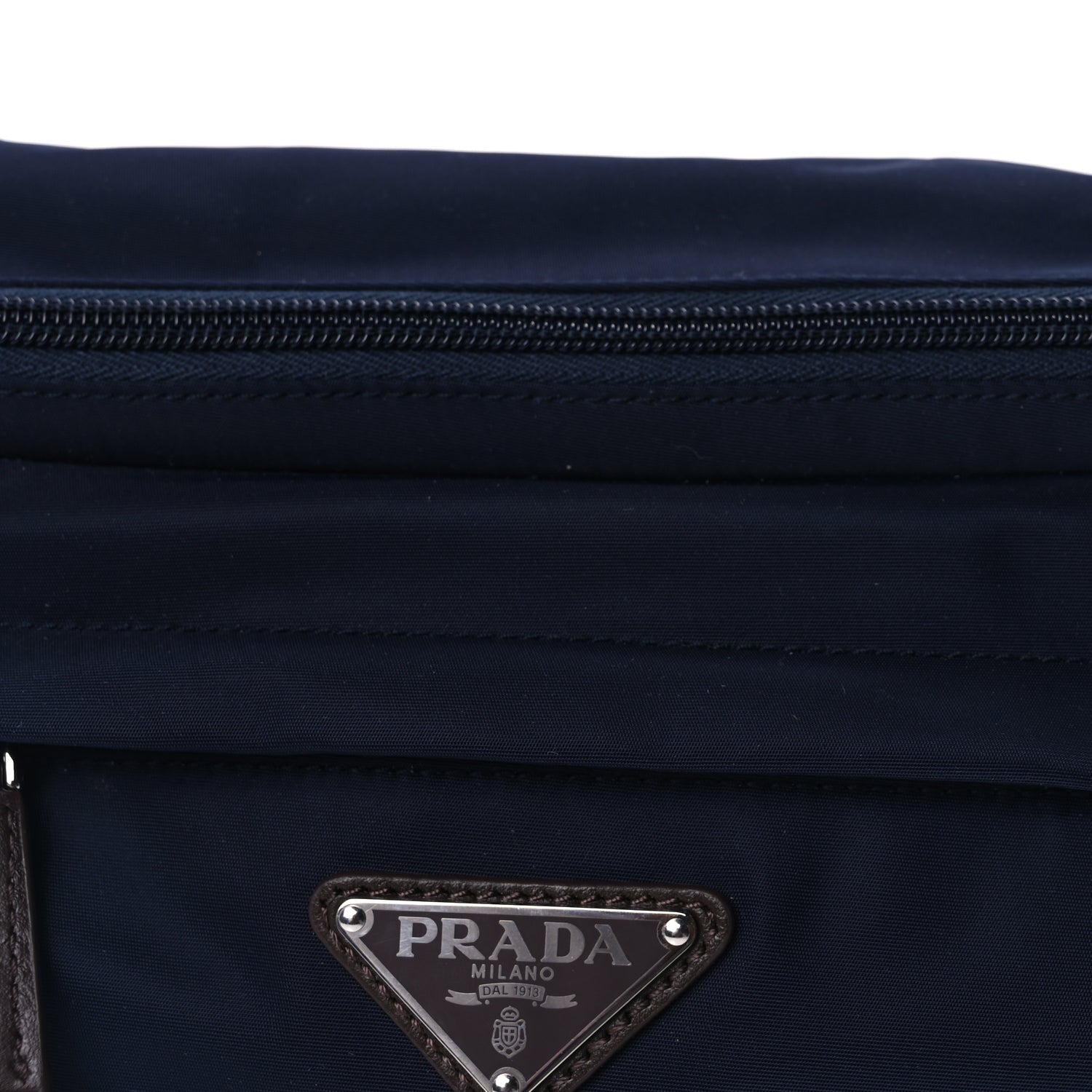 Prada Re-Nylon Suede Triangle Medium Shoulder Bag Navy Brown 6 of 7