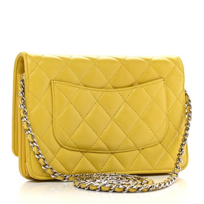 Chanel Lambskin Quilted Wallet on Chain WOC Yellow 3 of 11