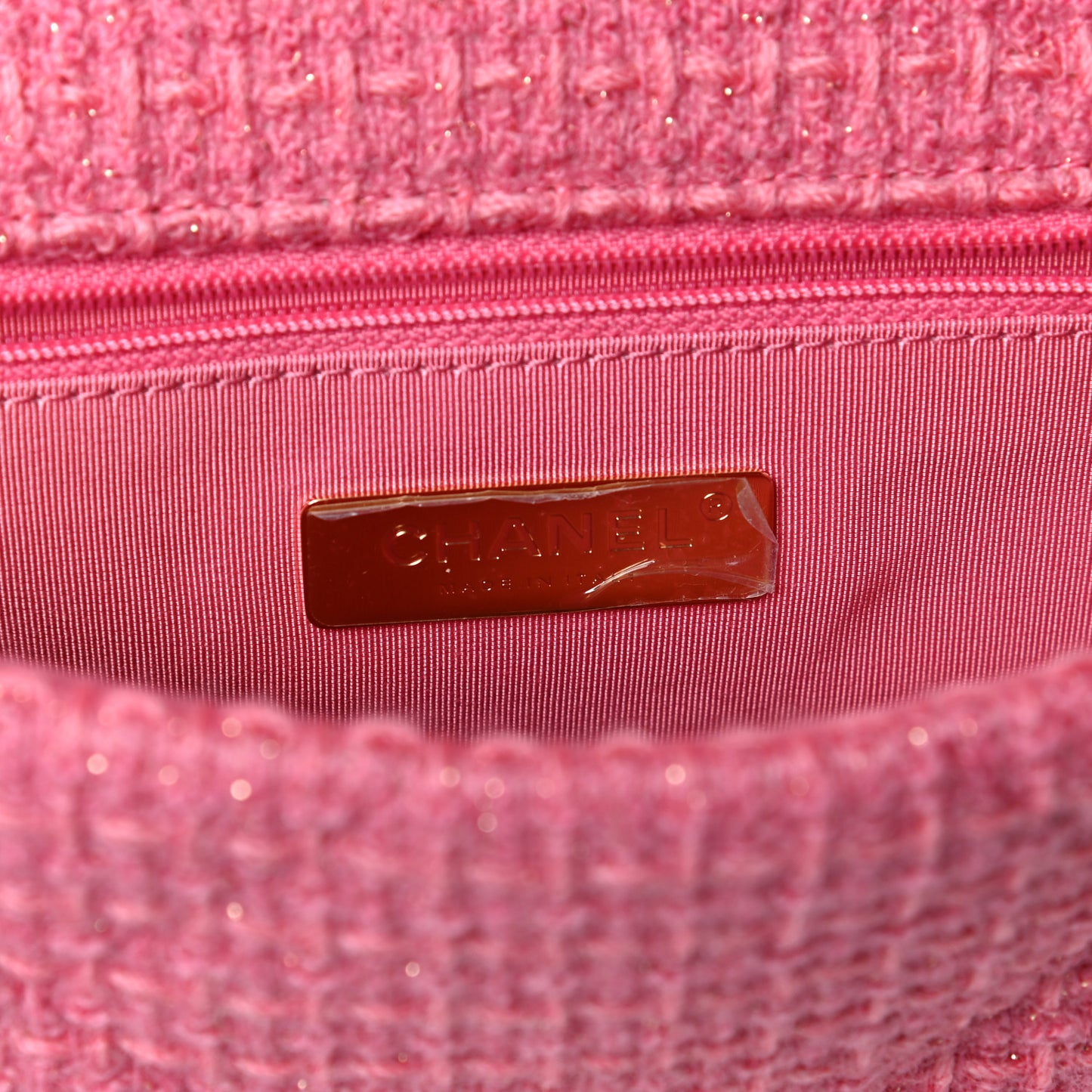 Metallic Tweed Quilted Medium Chanel 19 Flap Pink