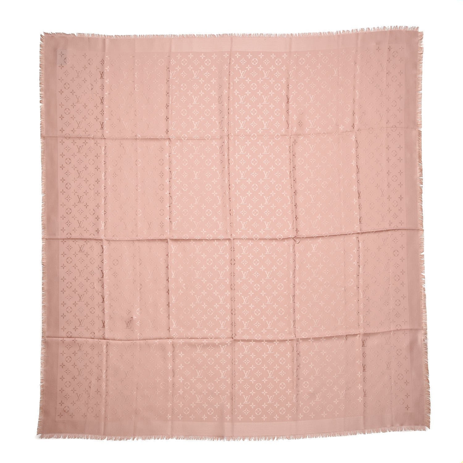 Louis Vuitton Silk Wool Monogram Shawl Natural 1 of 4