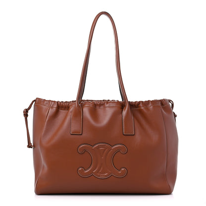 Celine Smooth Calfskin Cuir Triomphe Cabas Drawstring Tan 1 of 12