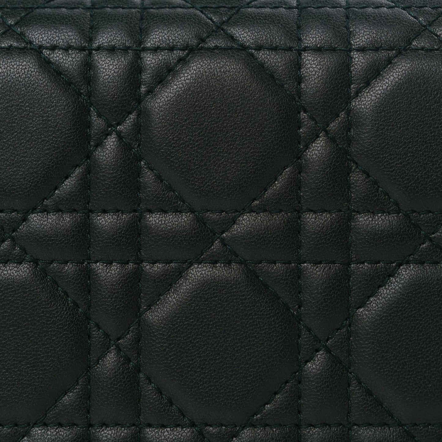 Lambskin Cannage Lady Dior Pouch Dark Green