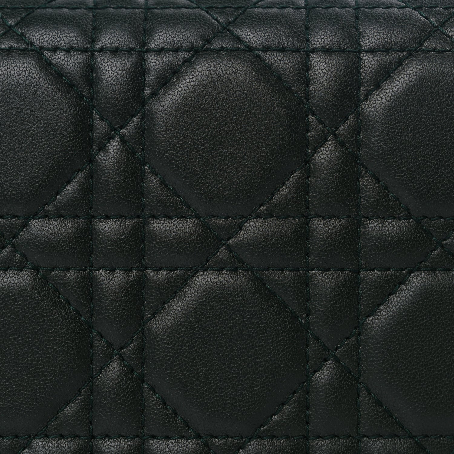 Christian Dior Lambskin Cannage Lady Dior Pouch Dark Green 7 of 10