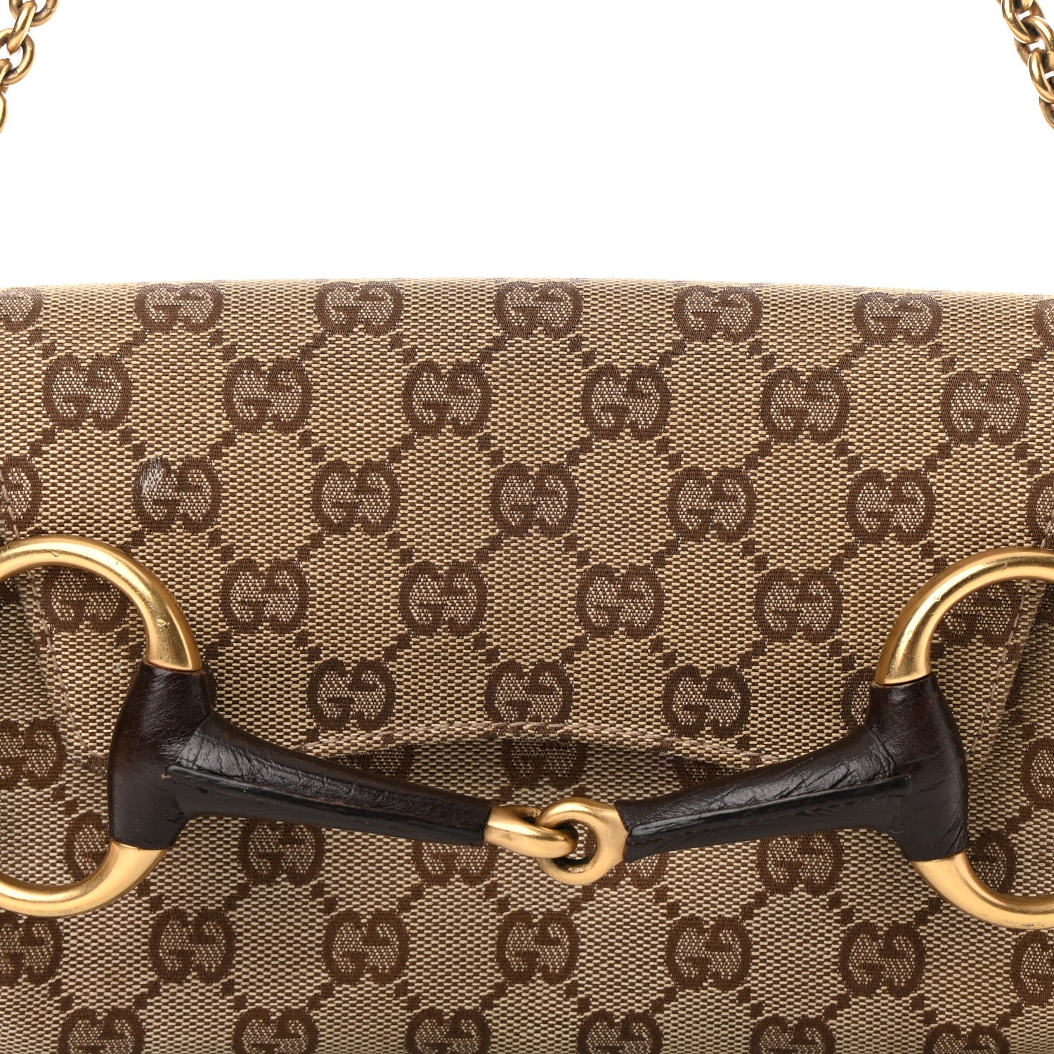 Gucci Monogram Horsebit Clutch Dark Brown 8 of 14
