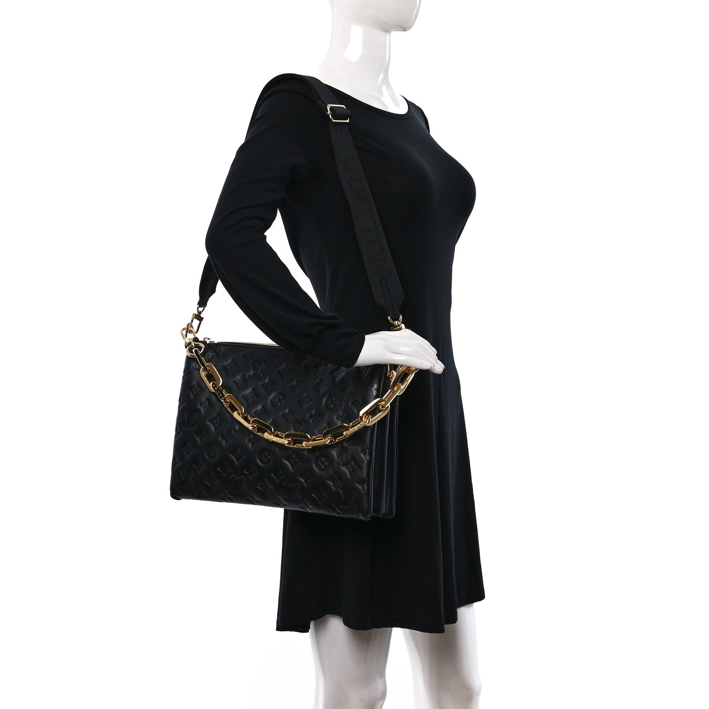 Lambskin Embossed Monogram Coussin MM Black