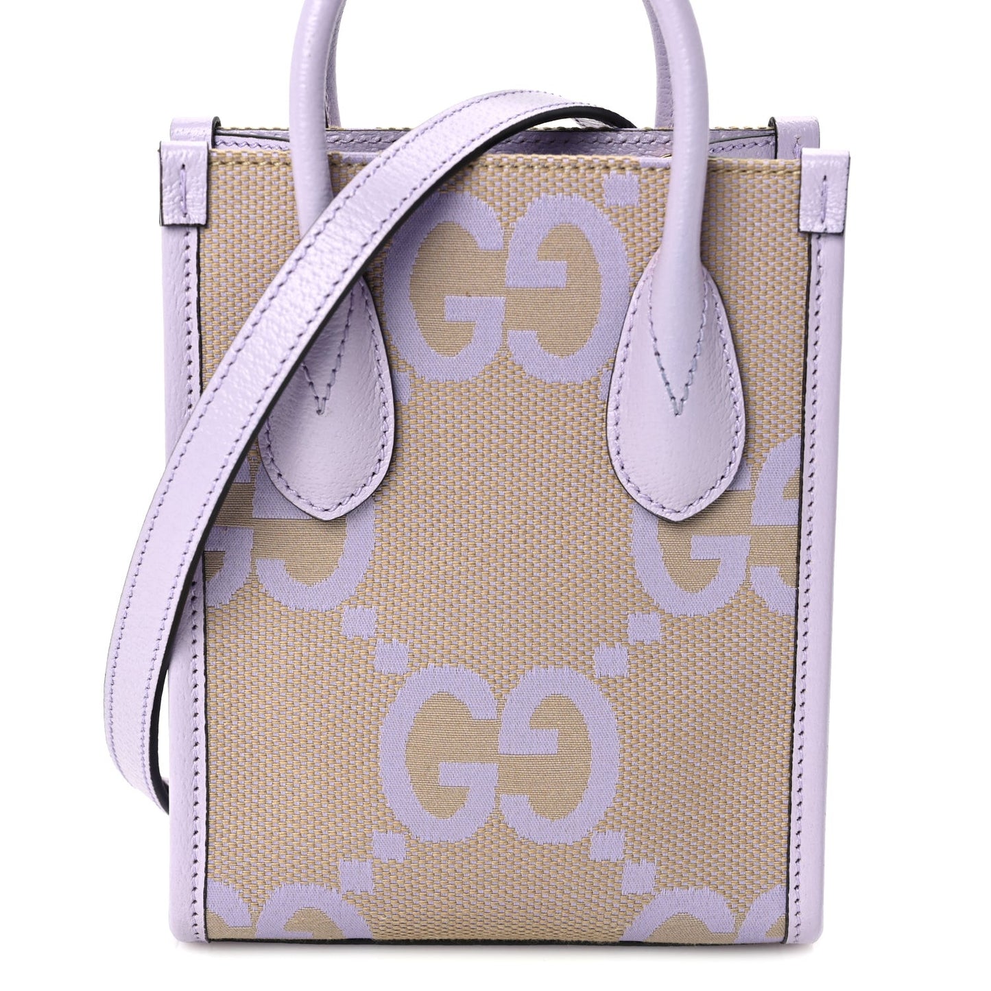 Monogram Jumbo GG Textured Dollar Calfskin Mini Tote Bag  Beige Lapis