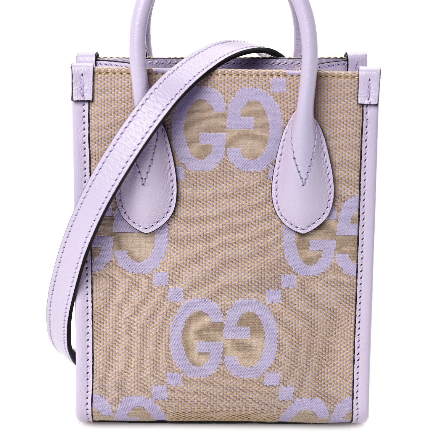 Gucci Monogram Jumbo GG Textured Dollar Calfskin Mini Tote Bag  Beige Lapis 6 of 8