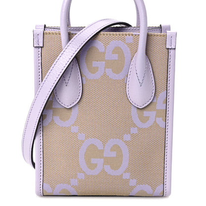 Gucci Monogram Jumbo GG Textured Dollar Calfskin Mini Tote Bag  Beige Lapis 6 of 8