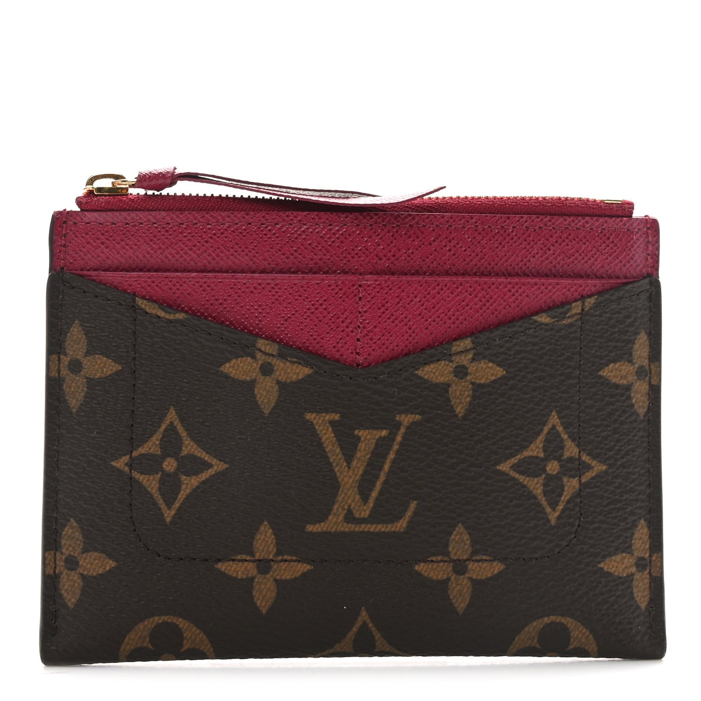 Monogram Zipped Card Holder Fuchsia