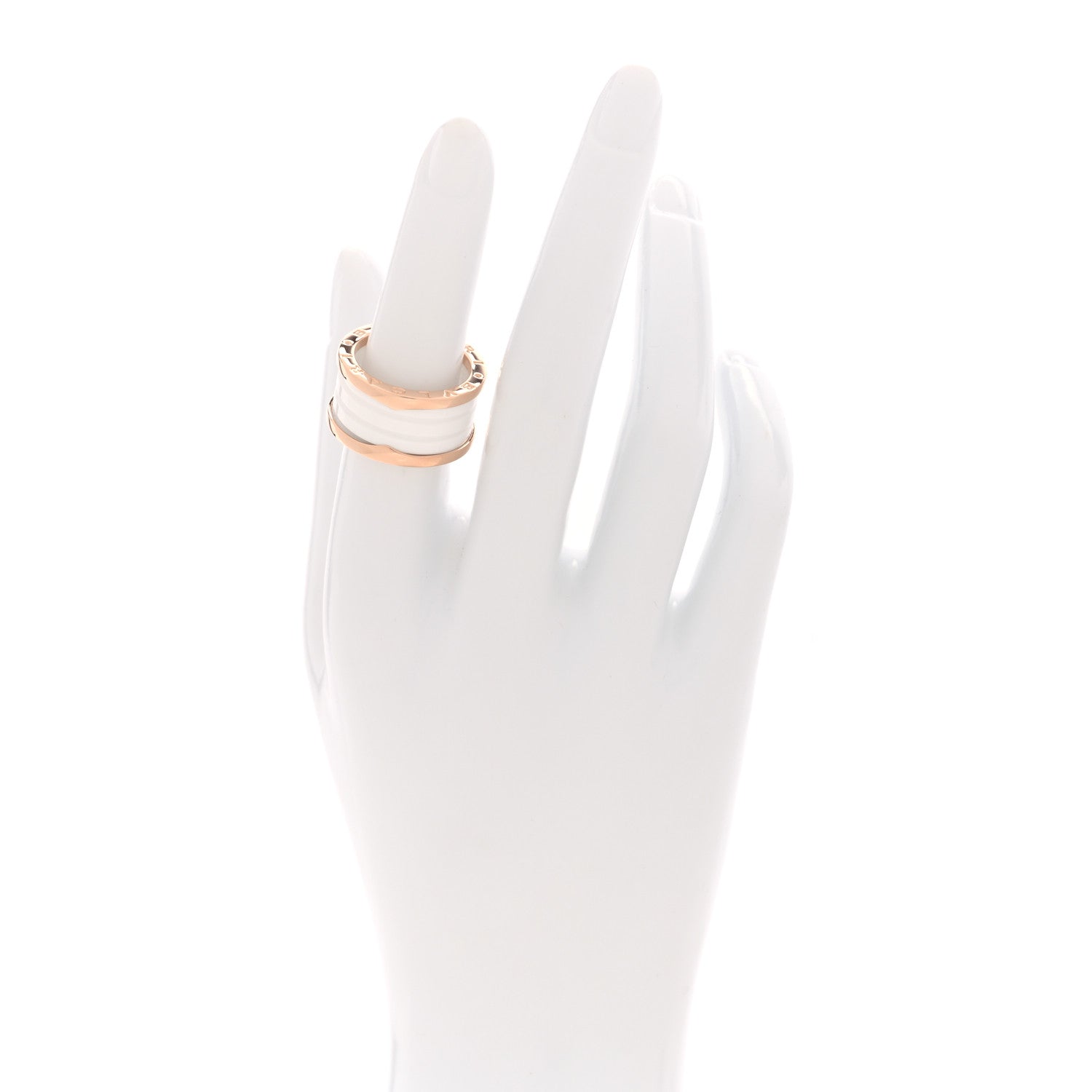 Bulgari 18K Rose Gold White Ceramic B.Zero1 Four-Band Ring 54 6.75 2 of 5