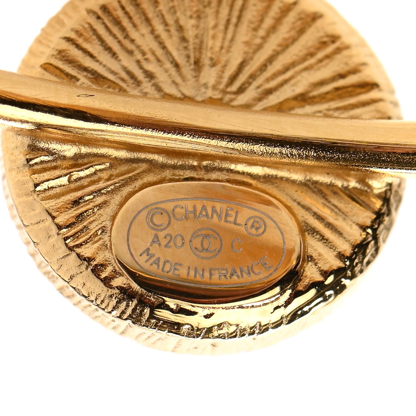 Pearl CC Tags Hoop Earrings Gold