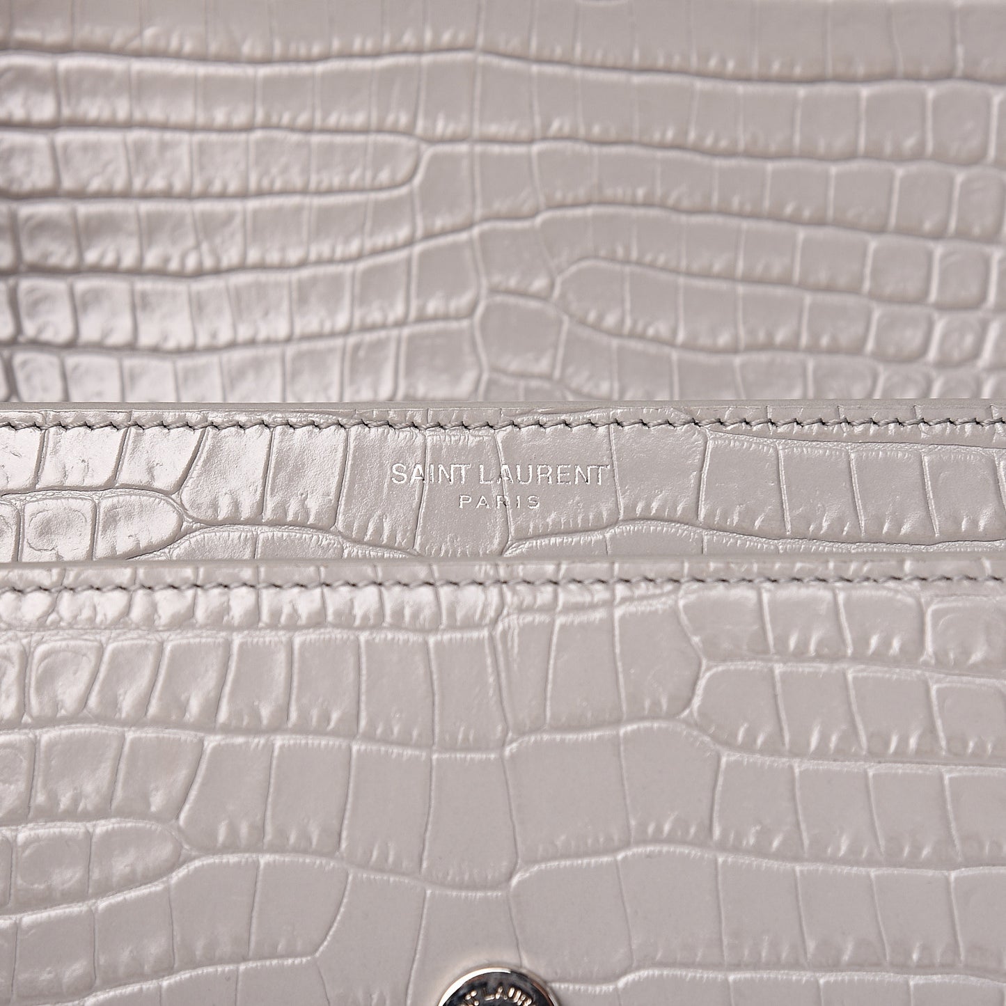 Calfskin Crocodile Embossed Medium Monogram Sunset Mouse Grey