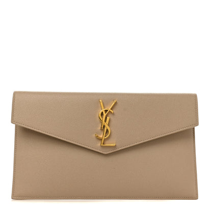 Saint Laurent Grain De Poudre Uptown Pouch Dark Beige 1 of 6