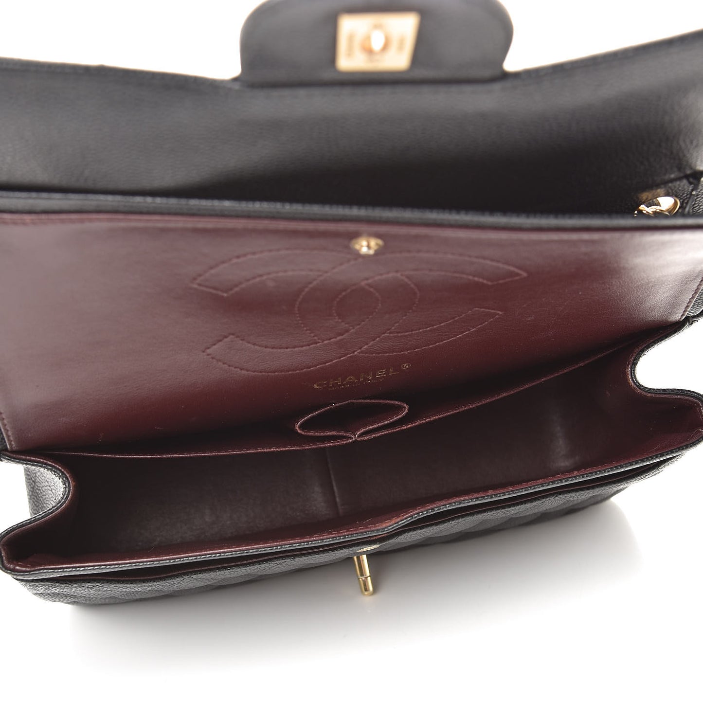 Caviar Quilted Jumbo Double Flap Black