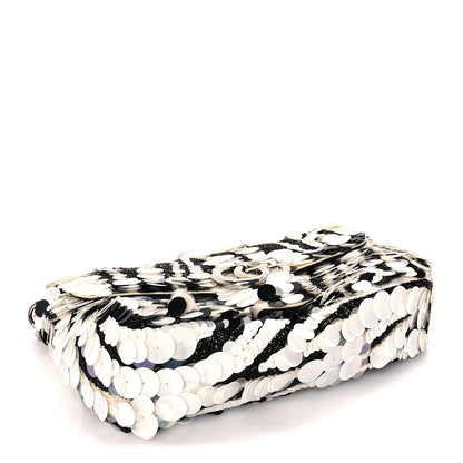 Gucci Satin Sequin Beaded Zebra Small GG Marmont Shoulder Bag  Black White 3 of 8