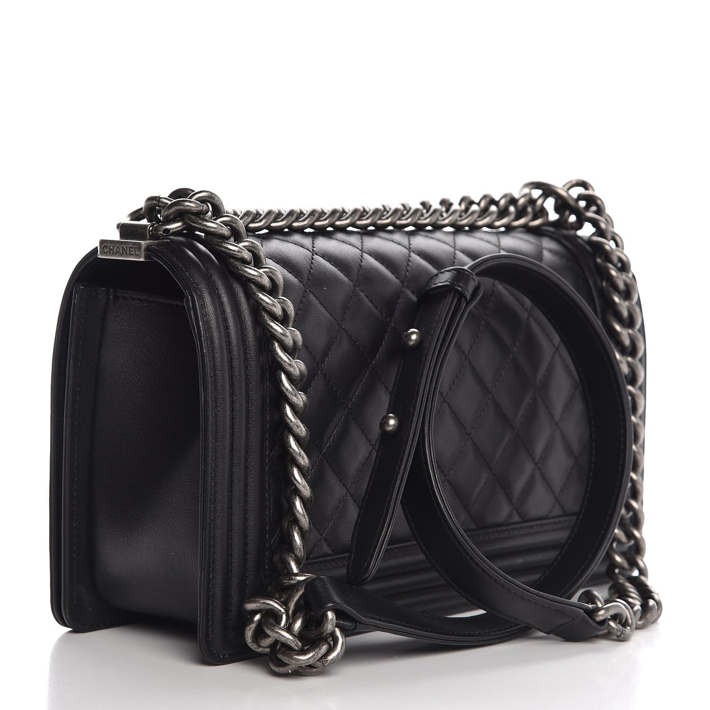 Calfskin Quilted Medium Boy Flap Black
