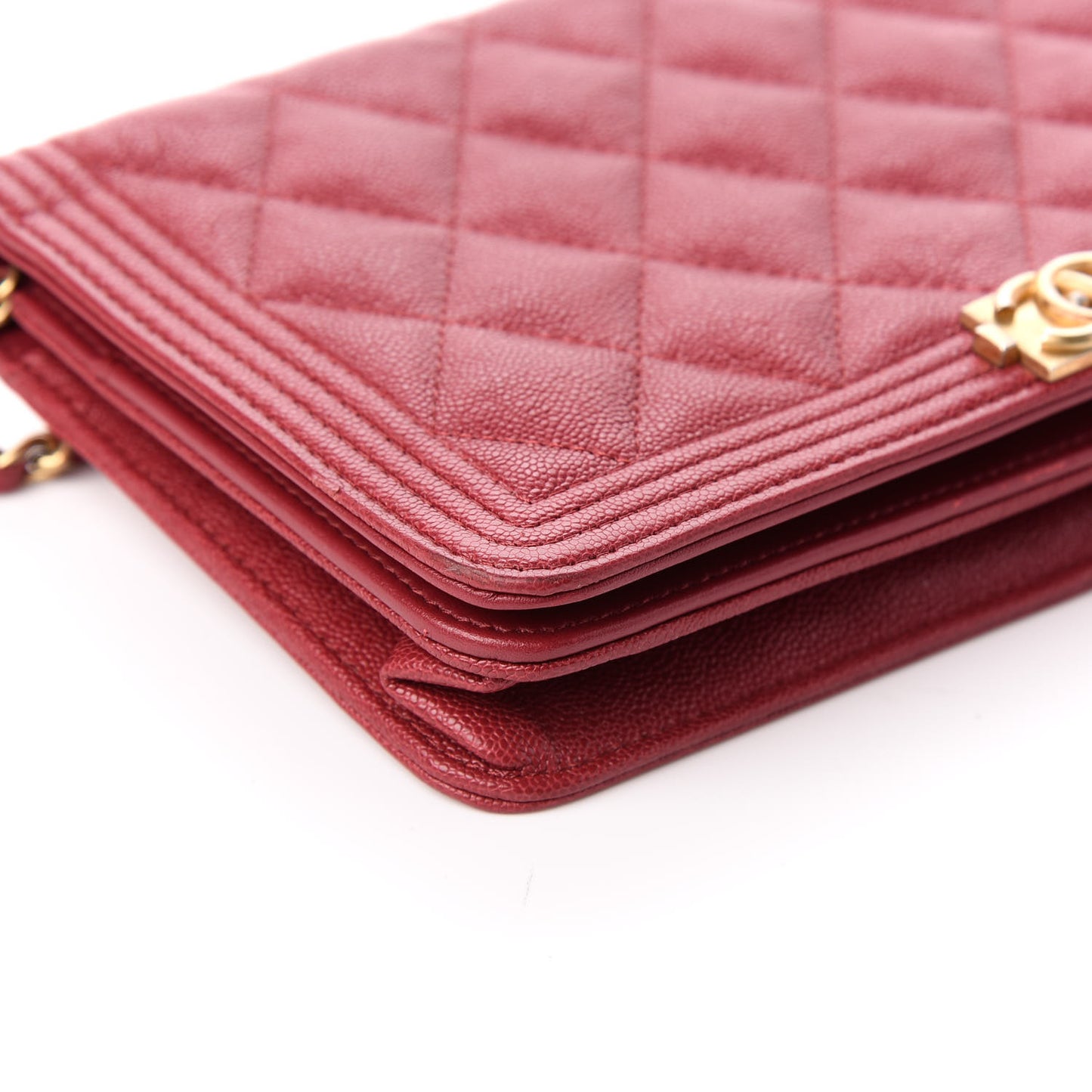 Caviar Quilted Boy Wallet On Chain WOC Red