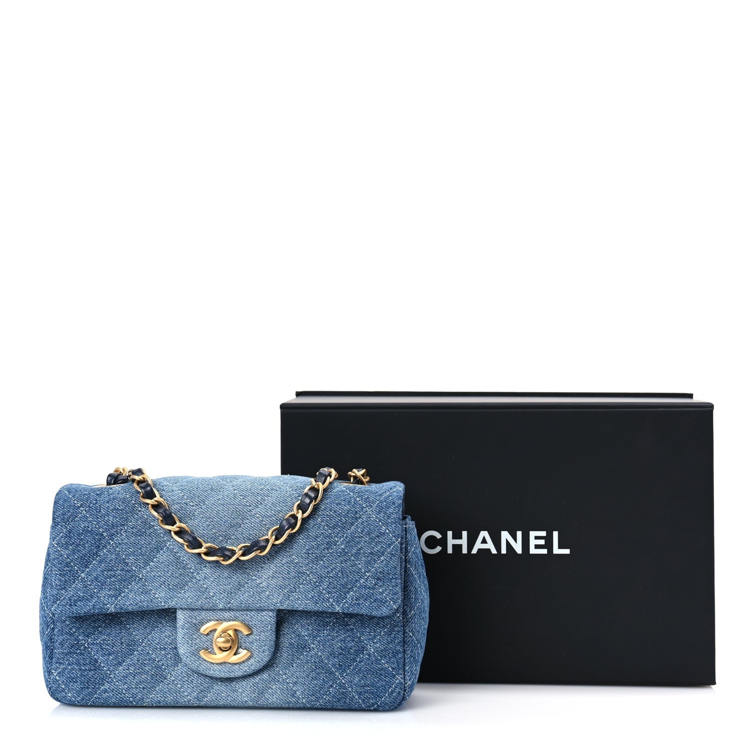 Chanel Washed Denim Quilted Mini Rectangular Flap Blue 9 of 9